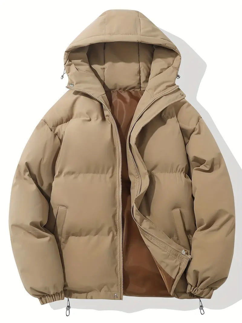 Hooded Winter Jacket Straight Silhouette Hip-Length