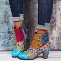 Ankle Boots Retro Design Ethnic Pattern