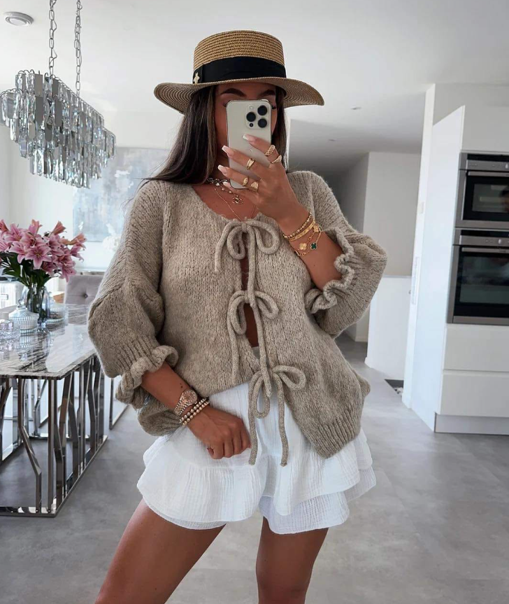 Women’s Knitted Cardigan Straight Cut Hip Length