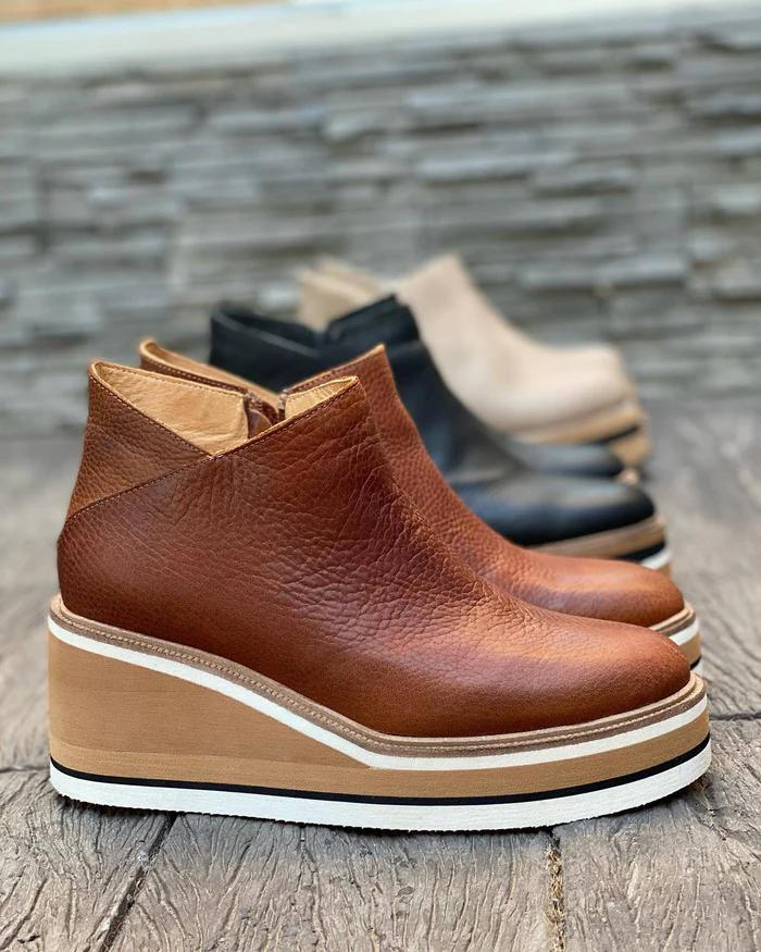 Ankle Boots Streamlined Shape with Zipper Closure