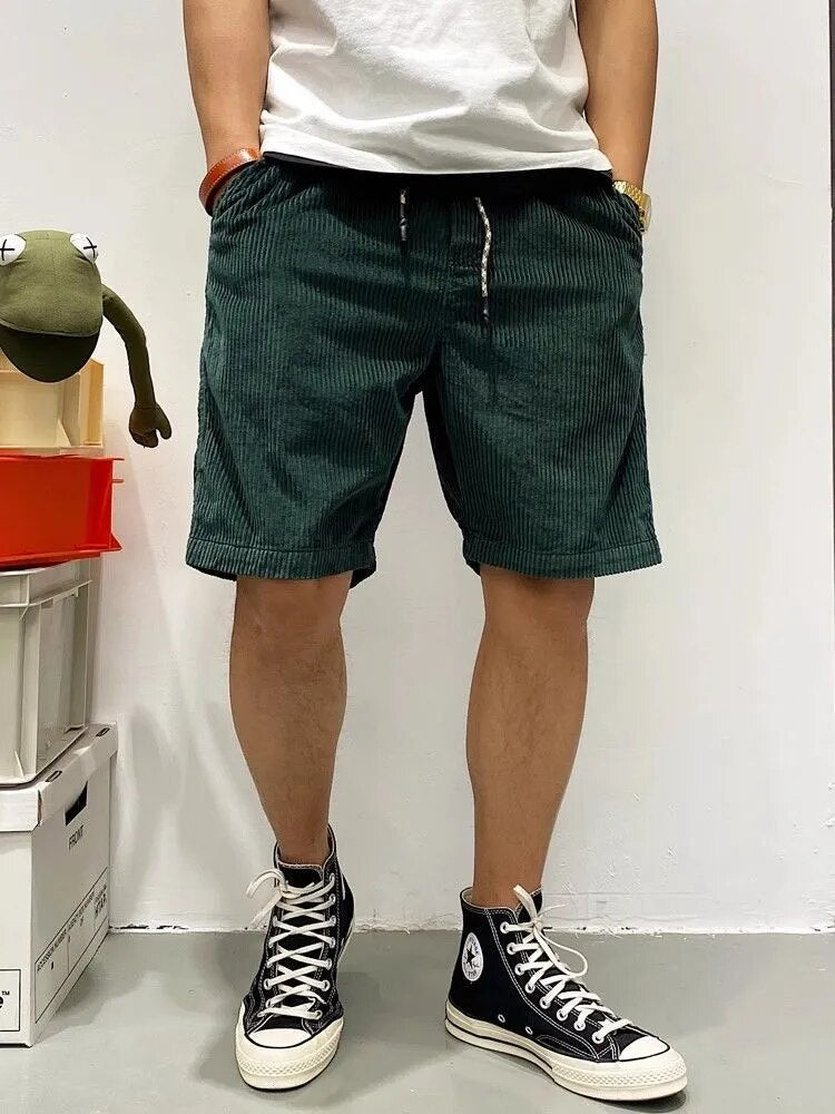 Adjustable Drawstring Cargo Shorts Straight Cut Mid-Thigh Length
