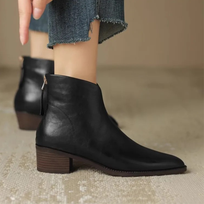 Ankle Boots Pointed Toe Side Zip