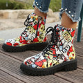 Ankle Boots Cartoon Print Rounded Toe