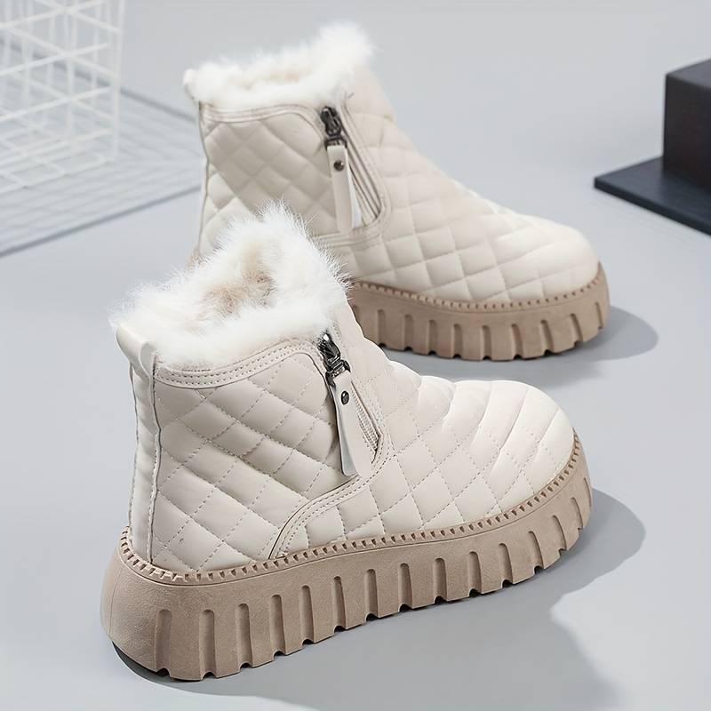 Ankle Boots Mid-Length Straight Quilted
