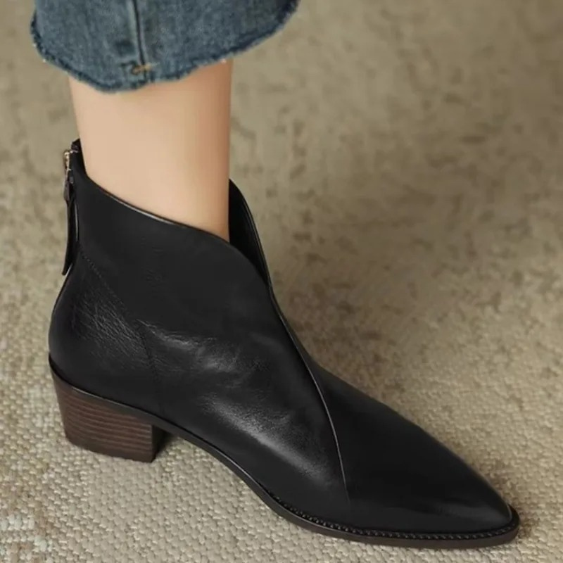 Ankle Boots Pointed Toe Side Zip