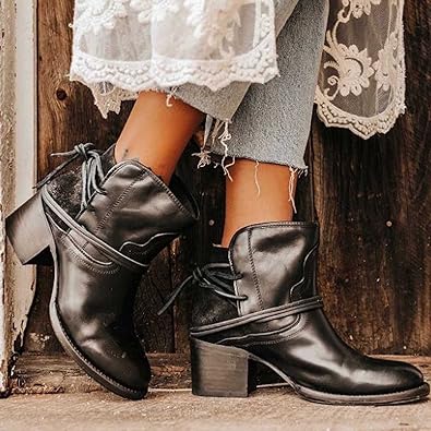 Ankle Boots Lace Up Smooth Finish