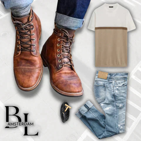 Ankle Boots Lace-Up Smooth Surface