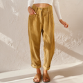 Casual Ribbed Trousers Loose Fit Ankle Length