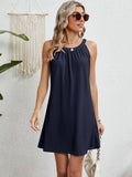 A-Line Sleeveless Dress with Eyelet Embroidery