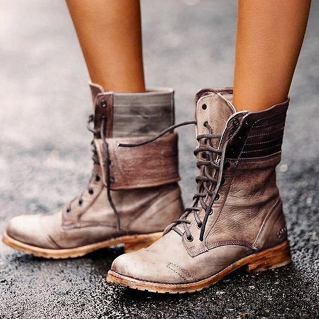 Ankle Boots Rounded Toe Lace Up