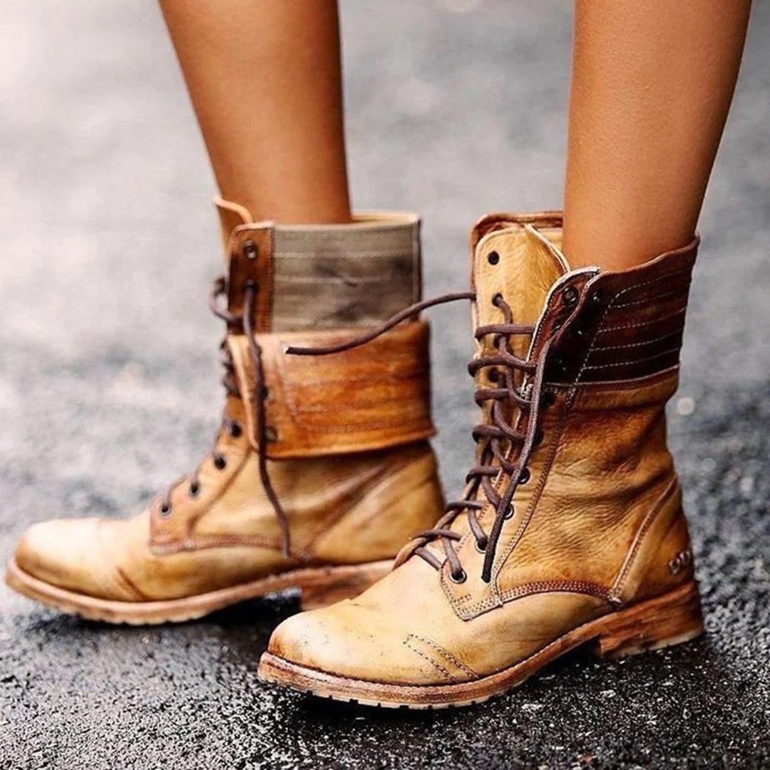 Ankle Boots Rounded Toe Lace Up