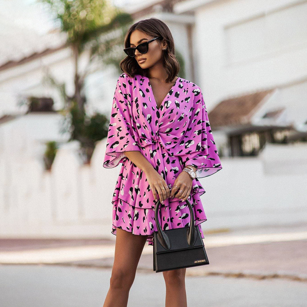 Airy Mini Dress V-Neck Floral Print