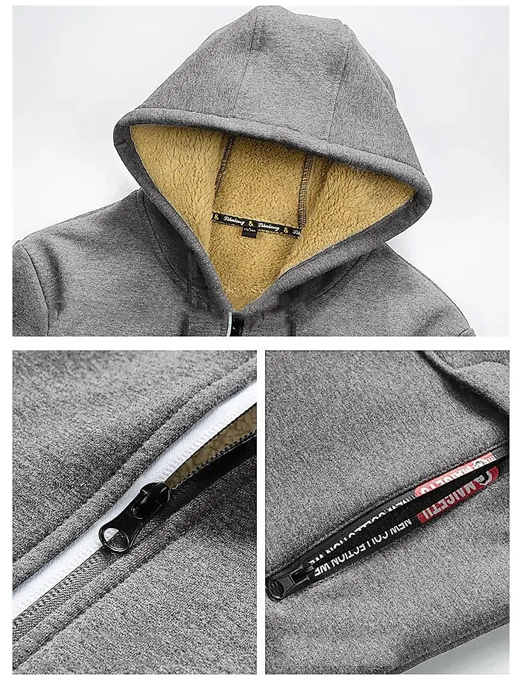 Men’s Zip Hoodie Straight Fit Hip-Length