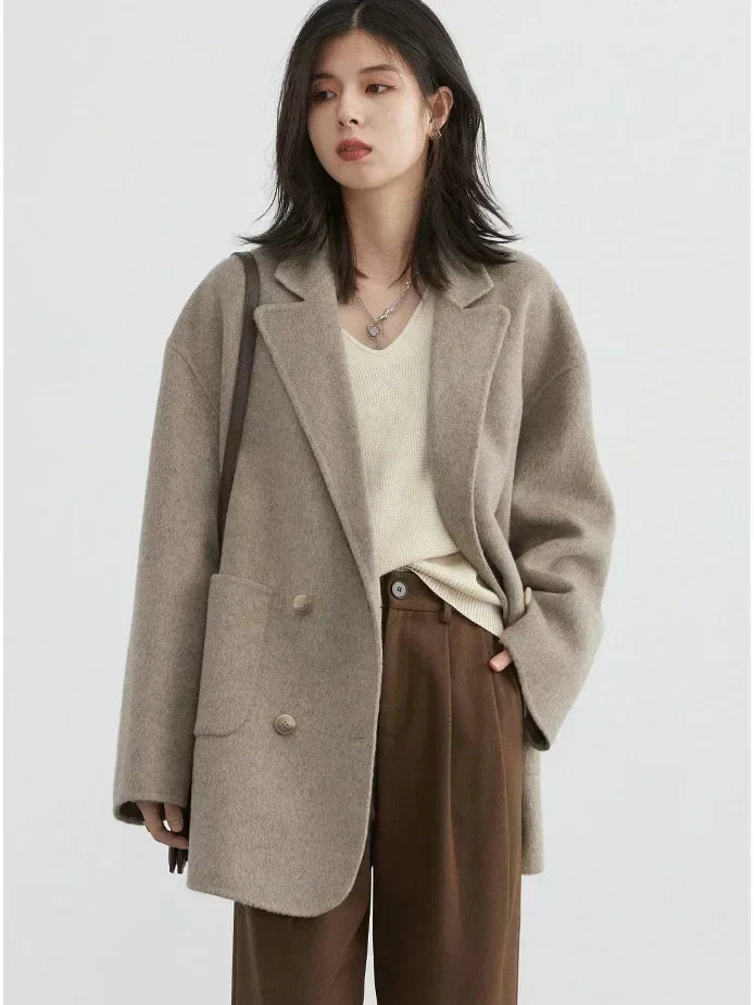Women’s Oversized Coat Double-Breasted Mid-Thigh