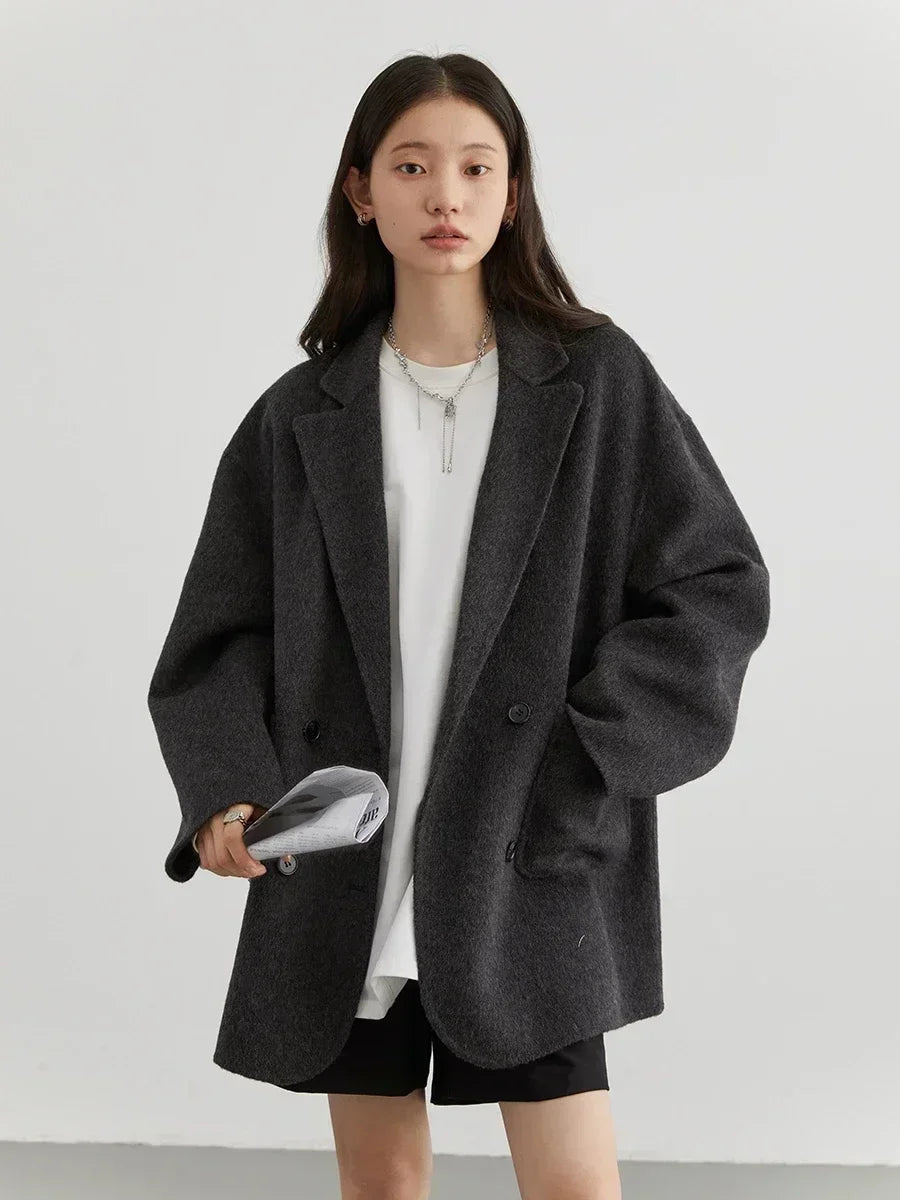 Women’s Oversized Coat Double-Breasted Mid-Thigh