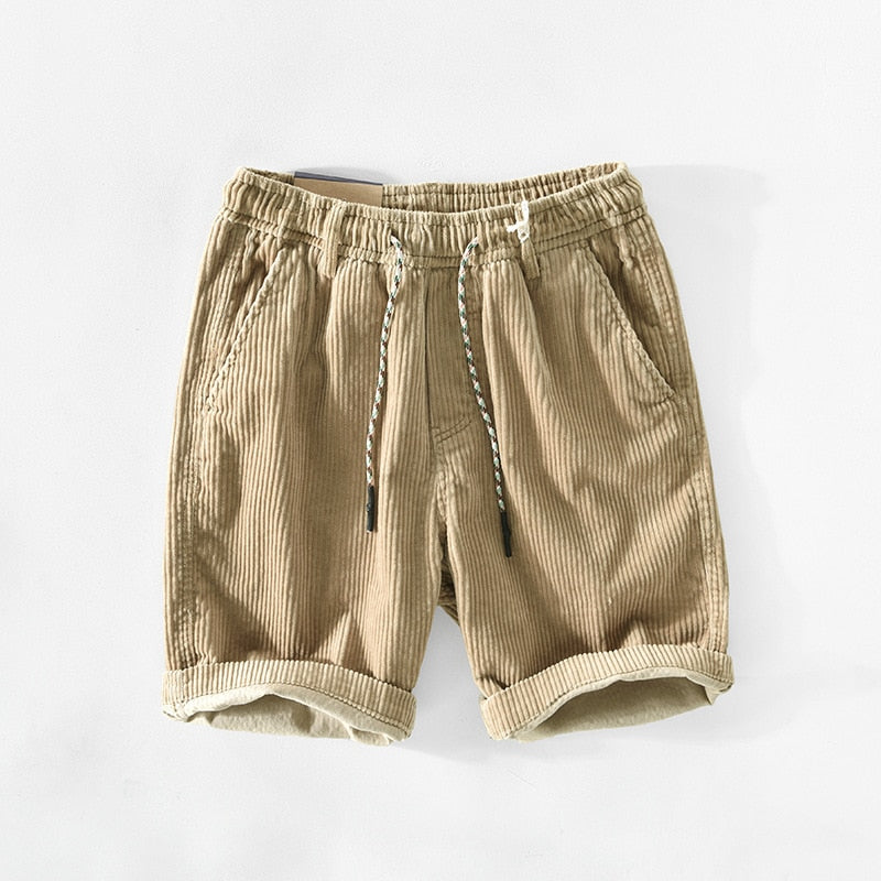 Adjustable Drawstring Cargo Shorts Straight Cut Mid-Thigh Length