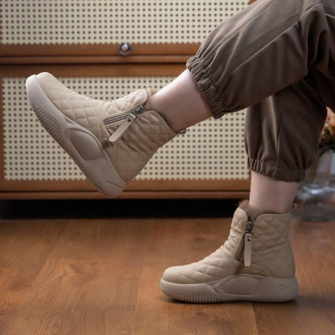 Ankle Boots Quilted Upper Side Zip