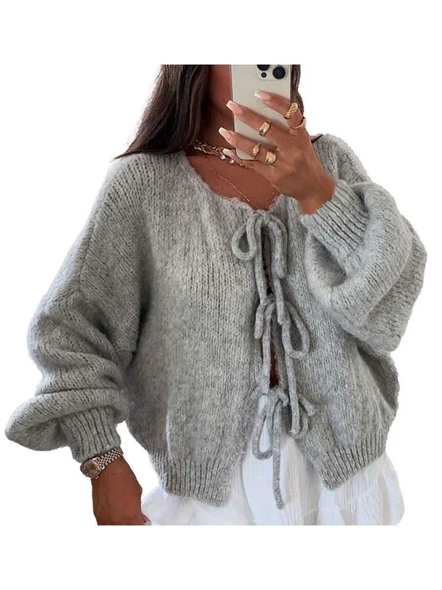 Women’s Knitted Cardigan Straight Cut Hip Length