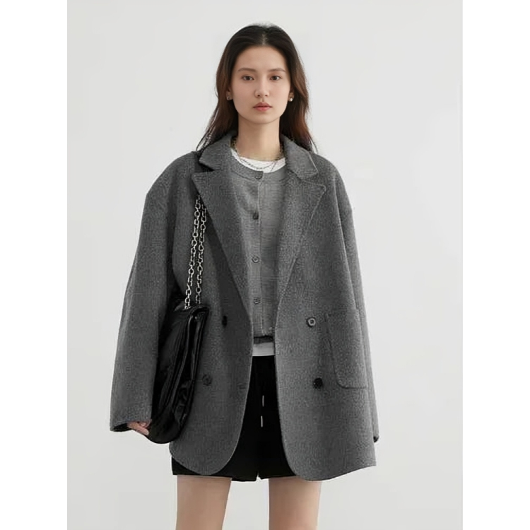 Women’s Oversized Coat Double-Breasted Mid-Thigh