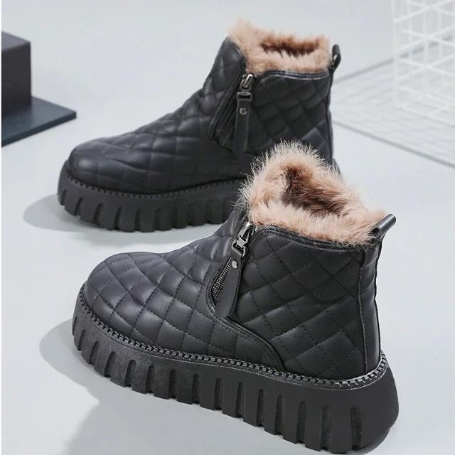 Ankle Boots Mid-Length Straight Quilted