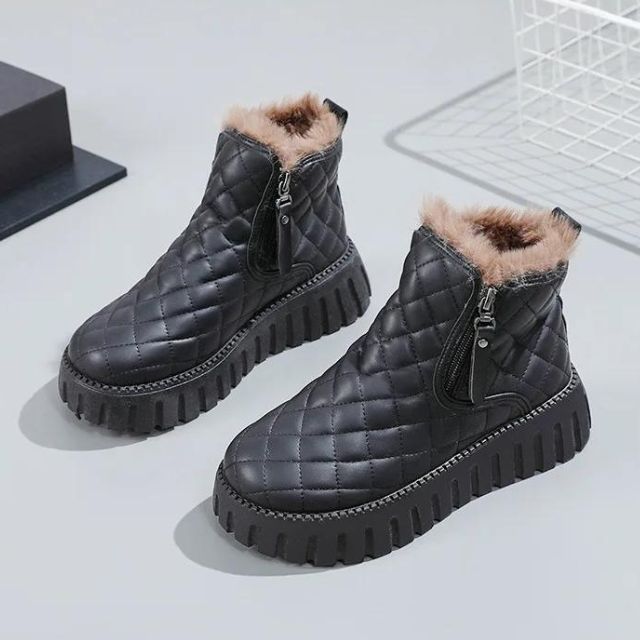 Ankle Boots Mid-Length Straight Quilted