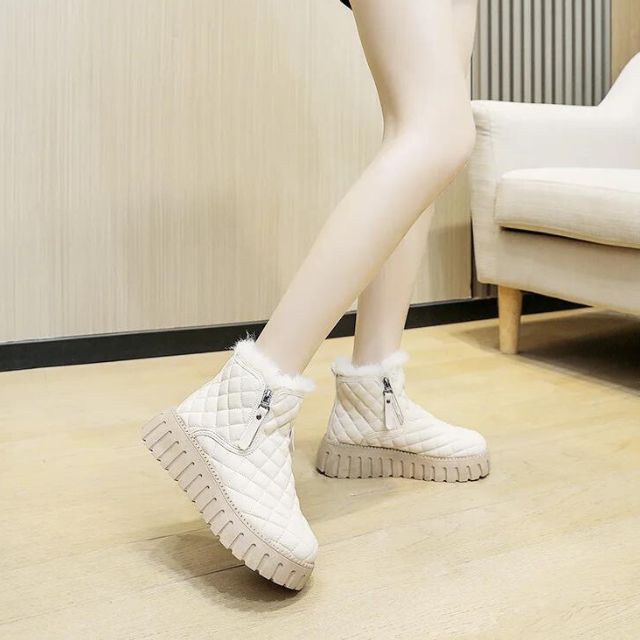 Ankle Boots Mid-Length Straight Quilted