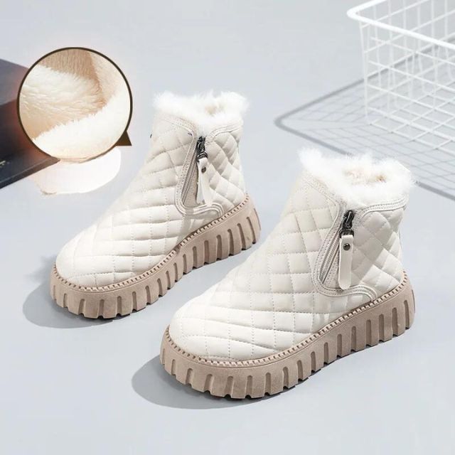 Ankle Boots Mid-Length Straight Quilted