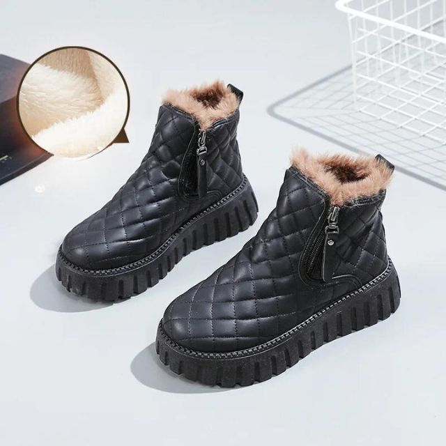 Ankle Boots Mid-Length Straight Quilted