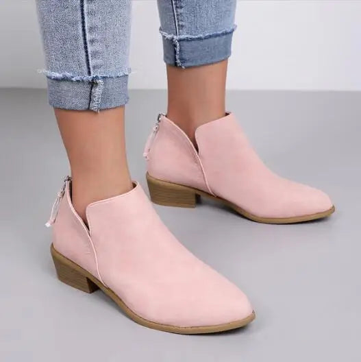 Ankle Boots Fitted Mid-Length Zip Closure