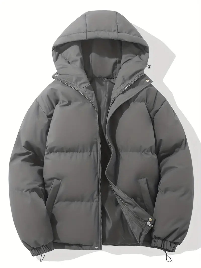 Hooded Winter Jacket Straight Silhouette Hip-Length