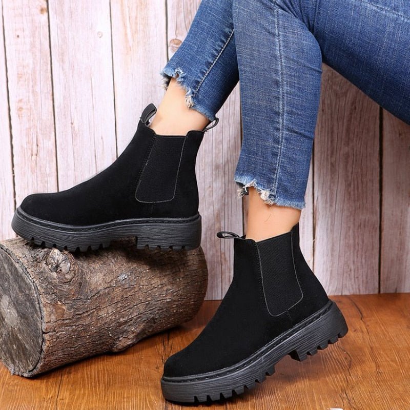 Ankle Boots Mid-Calf Rounded Toe